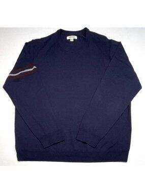 GOODTHREADS Mens XXL 100% Merino Wool Lightweight SWEATER Navy w/ Stripe NWT NEW